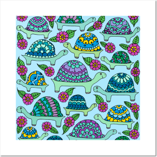 Tortoises Blue Palette Posters and Art